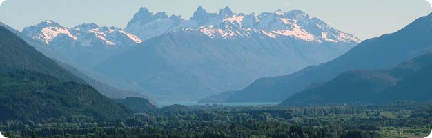 La valle El Bolsón en la Patagonía Argentina.